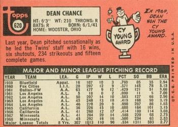 Dean Chance  baseball card collectible - Main Image 2