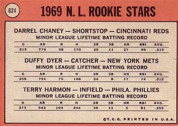 National League 1969 Rookie Stars (Darrel Chaney / Duffy Dyer / Terry Harmon)  baseball card collectible - Main Image 2