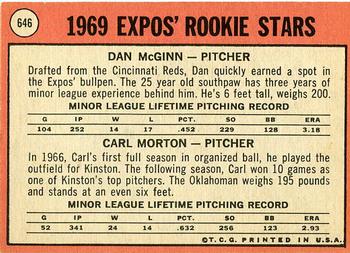 Expos 1969 Rookie Stars (Dan McGinn / Carl Morton)  baseball card collectible - Main Image 2