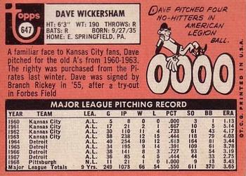 Dave Wickersham  baseball card collectible - Main Image 2