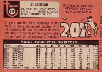 Al Jackson  baseball card collectible - Main Image 2