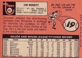 Jim Merritt  baseball card collectible - Main Image 2