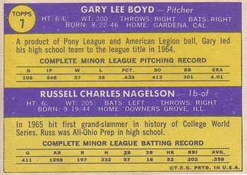 Indians 1970 Rookie Stars (Gary Boyd / Russ Nagelson)  baseball card collectible - Main Image 2