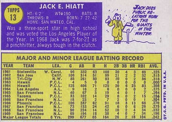 Jack Hiatt  baseball card collectible - Main Image 2