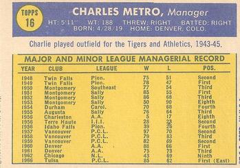 Charlie Metro  baseball card collectible - Main Image 2