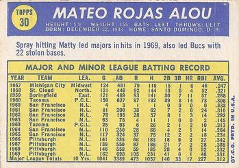Matty Alou  baseball card collectible - Main Image 2