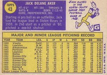 Jack Aker  baseball card collectible - Main Image 2