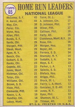 1969 National League Home Run Leaders (Willie McCovey / Hank Aaron / Lee May)  baseball card collectible - Main Image 2