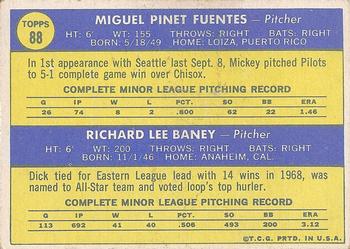Pilots 1970 Rookie Stars (Miguel Fuentes / Dick Baney)  baseball card collectible - Main Image 2