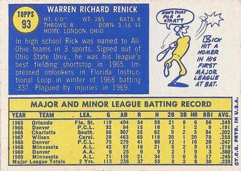Rick Renick  baseball card collectible - Main Image 2