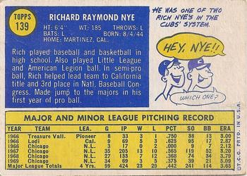Rich Nye  baseball card collectible - Main Image 2