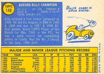 Billy Champion  baseball card collectible - Main Image 2