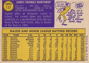 Jim Northrup  baseball card collectible - Main Image 2