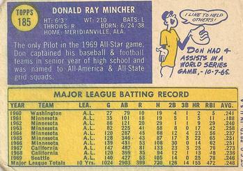 Don Mincher  baseball card collectible - Main Image 2