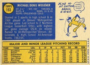 Mike Wegener  baseball card collectible - Main Image 2