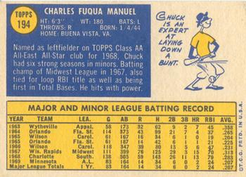 Chuck Manuel  baseball card collectible - Main Image 2
