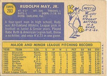 Rudy May  baseball card collectible - Main Image 2