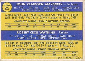Astros 1970 Rookie Stars (John Mayberry / Bob Watkins)  baseball card collectible - Main Image 2