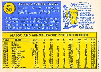 Fergie Jenkins  baseball card collectible - Main Image 2