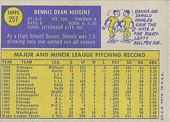 Dennis Higgins  baseball card collectible - Main Image 2