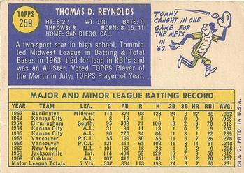 Tommie Reynolds  baseball card collectible - Main Image 2