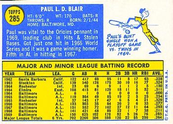Paul Blair  baseball card collectible - Main Image 2