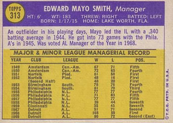Mayo Smith  baseball card collectible - Main Image 2