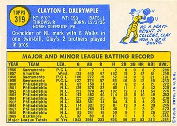 Clayton Dalrymple  baseball card collectible - Main Image 2
