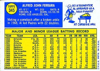 Al Ferrara  baseball card collectible - Main Image 2