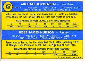 Mets 1970 Rookie Stars (Mike Jorgensen / Jesse Hudson)  baseball card collectible - Main Image 2