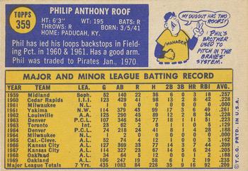 Phil Roof  baseball card collectible - Main Image 2