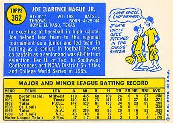 Joe Hague  baseball card collectible - Main Image 2