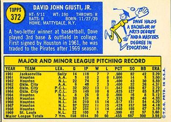 Dave Giusti  baseball card collectible - Main Image 2