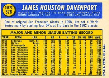 Jim Davenport  baseball card collectible - Main Image 2