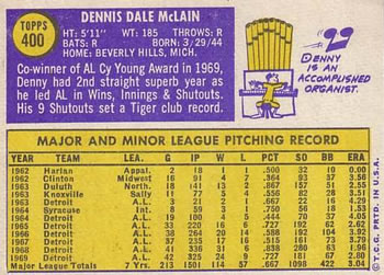 Denny McLain  baseball card collectible - Main Image 2