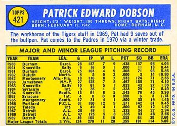 Pat Dobson  baseball card collectible - Main Image 2