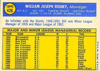Bill Rigney  baseball card collectible - Main Image 2