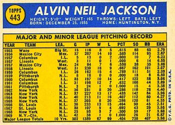 Al Jackson  baseball card collectible - Main Image 2