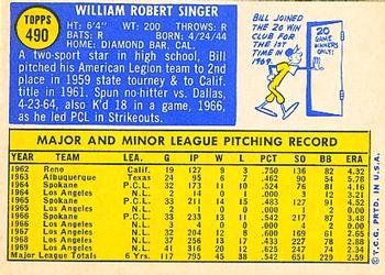 Bill Singer  baseball card collectible - Main Image 2