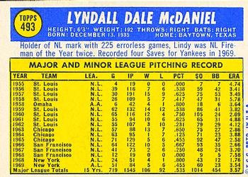 Lindy McDaniel  baseball card collectible - Main Image 2