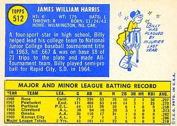 Billy Harris  baseball card collectible - Main Image 2