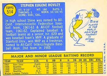 Steve Hovley  baseball card collectible - Main Image 2