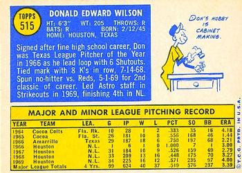 Don Wilson  baseball card collectible - Main Image 2