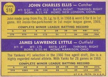 Yankees 1970 Rookie Stars (John Ellis / Jim Lyttle)  baseball card collectible - Main Image 2