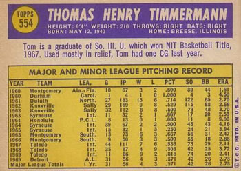 Tom Timmermann  baseball card collectible - Main Image 2
