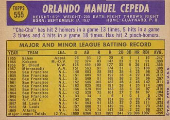 Orlando Cepeda  baseball card collectible - Main Image 2