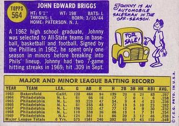 Johnny Briggs  baseball card collectible - Main Image 2