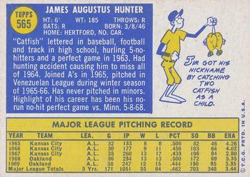 Jim Hunter  baseball card collectible - Main Image 2