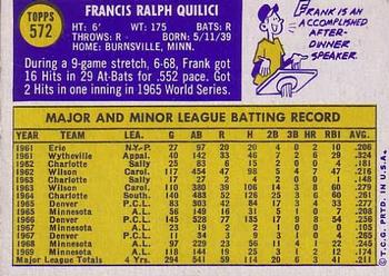 Frank Quilici  baseball card collectible - Main Image 2