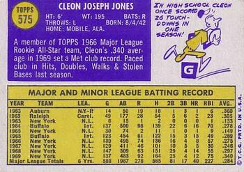 Cleon Jones  baseball card collectible - Main Image 2